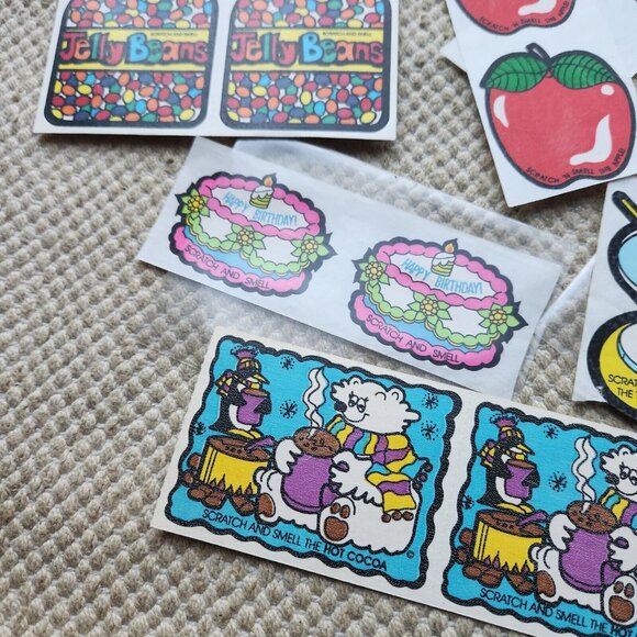 16 VINTAGE 1980s Natural Scratch & Sniff Stickers Mello Smellos Lot Still Smell - Picture 6 of 7
